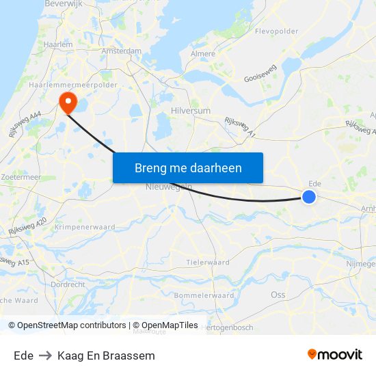 Ede to Kaag En Braassem map