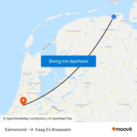Eemsmond to Kaag En Braassem map