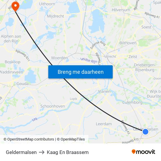 Geldermalsen to Kaag En Braassem map