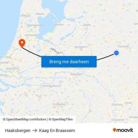 Haaksbergen to Kaag En Braassem map