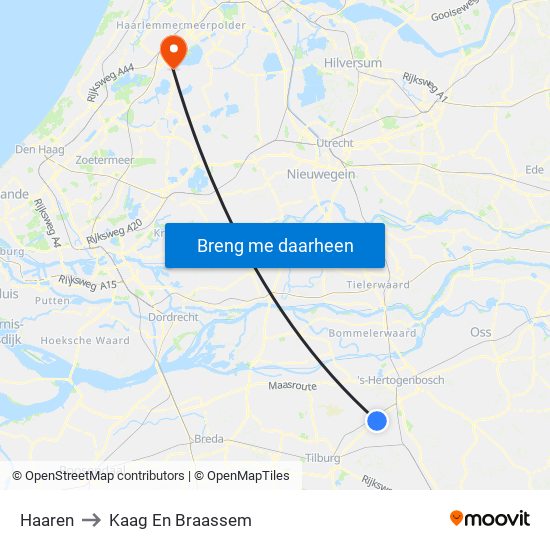 Haaren to Kaag En Braassem map