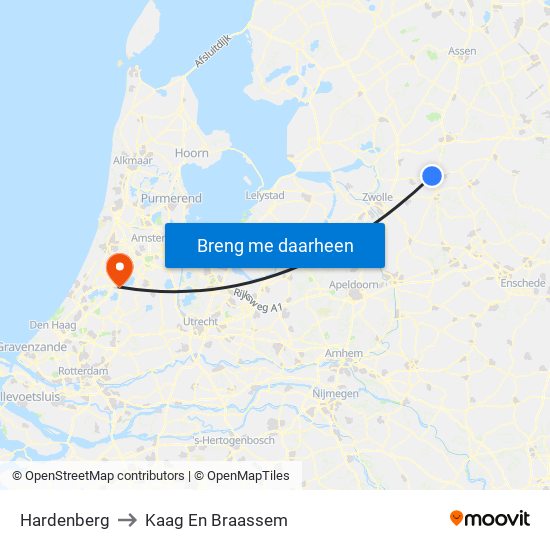 Hardenberg to Kaag En Braassem map