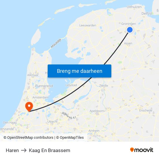 Haren to Kaag En Braassem map