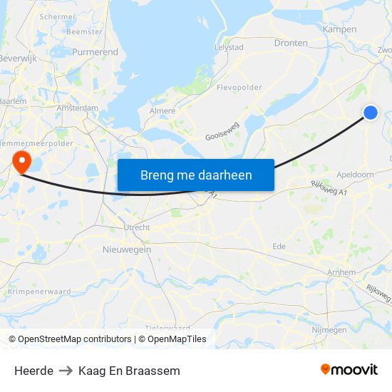 Heerde to Kaag En Braassem map