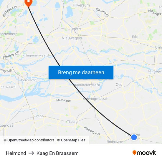 Helmond to Kaag En Braassem map