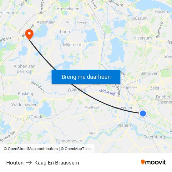 Houten to Kaag En Braassem map