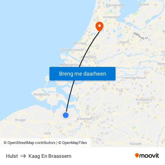 Hulst to Kaag En Braassem map