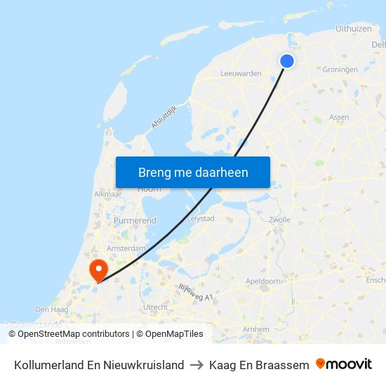 Kollumerland En Nieuwkruisland to Kaag En Braassem map