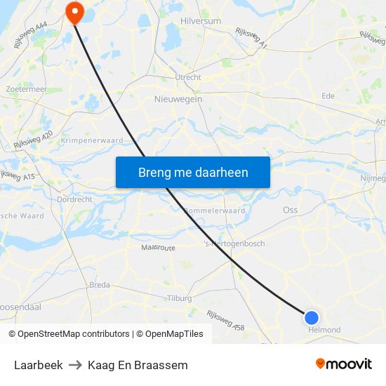Laarbeek to Kaag En Braassem map