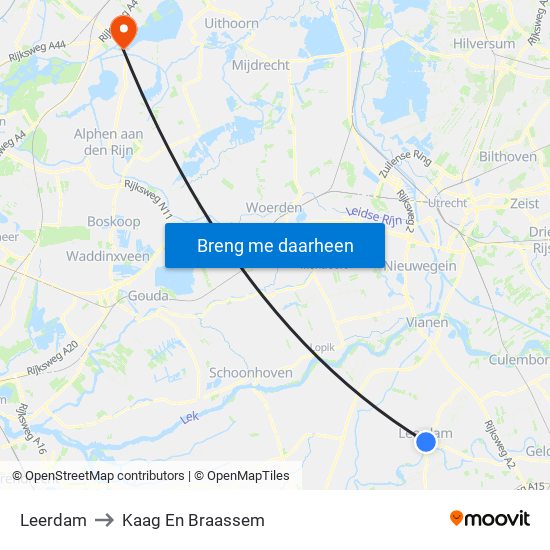 Leerdam to Kaag En Braassem map