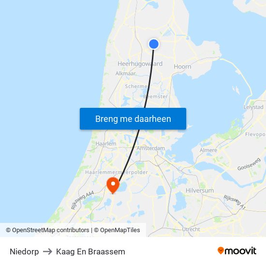 Niedorp to Kaag En Braassem map