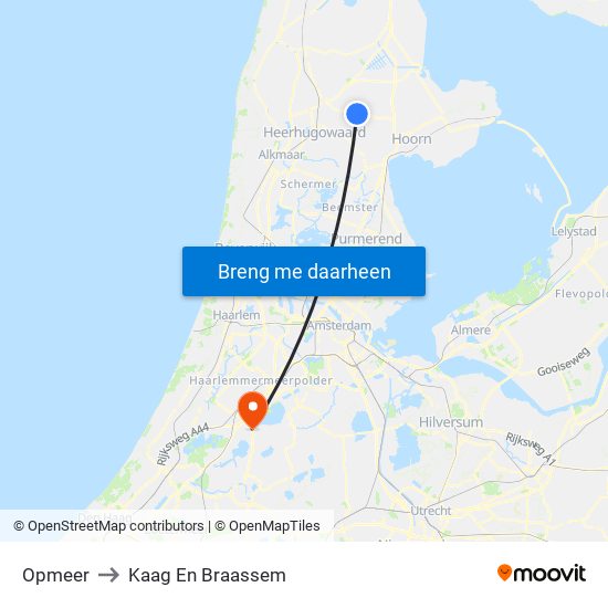 Opmeer to Kaag En Braassem map