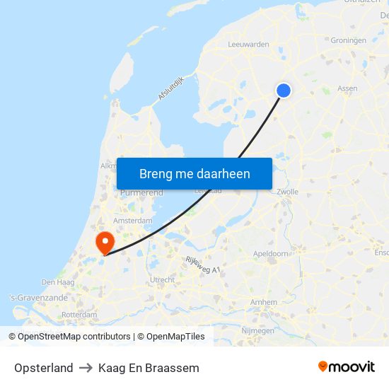 Opsterland to Kaag En Braassem map