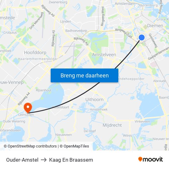 Ouder-Amstel to Kaag En Braassem map