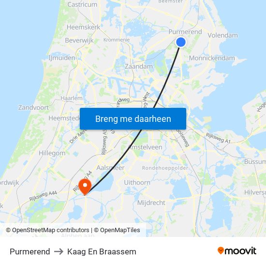 Purmerend to Kaag En Braassem map