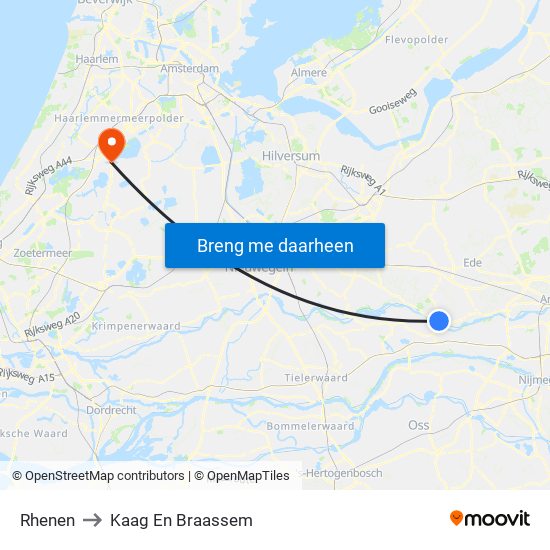 Rhenen to Kaag En Braassem map