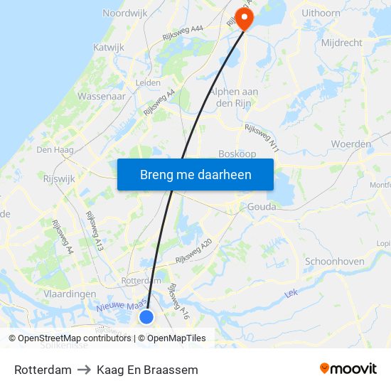 Rotterdam to Kaag En Braassem map