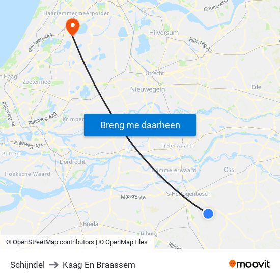 Schijndel to Kaag En Braassem map