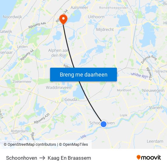 Schoonhoven to Kaag En Braassem map