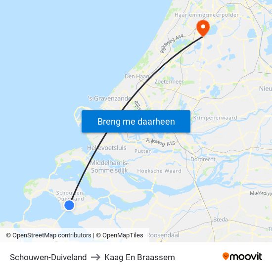 Schouwen-Duiveland to Kaag En Braassem map