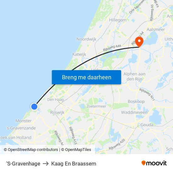 'S-Gravenhage to Kaag En Braassem map