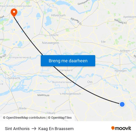Sint Anthonis to Kaag En Braassem map