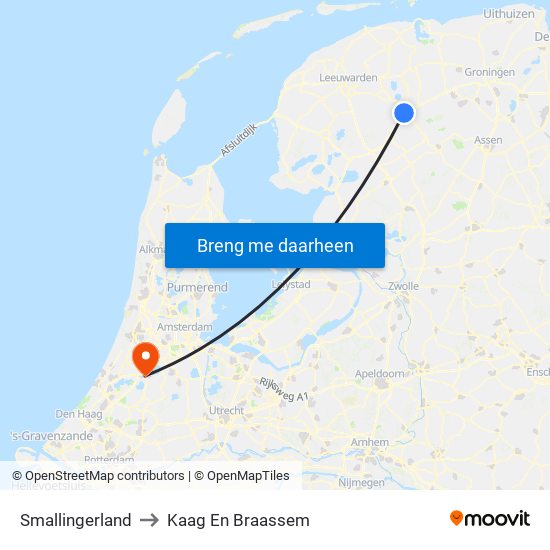 Smallingerland to Kaag En Braassem map