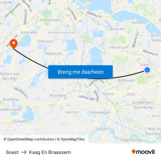 Soest to Kaag En Braassem map