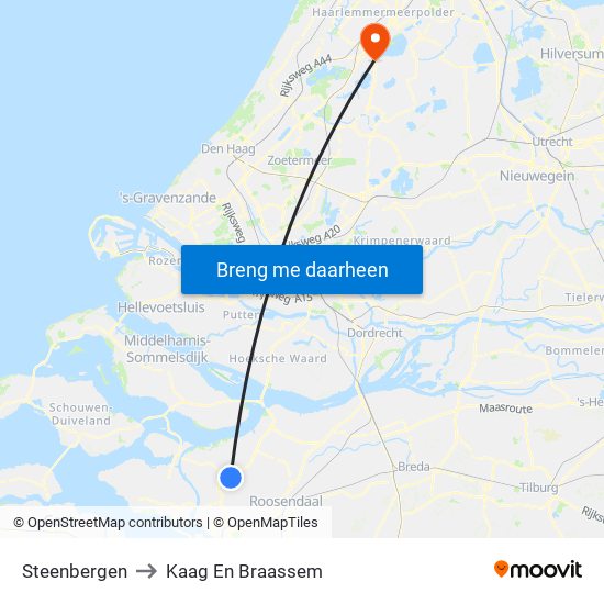 Steenbergen to Kaag En Braassem map