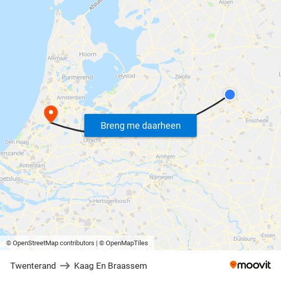 Twenterand to Kaag En Braassem map