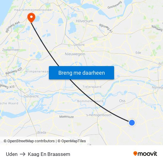 Uden to Kaag En Braassem map