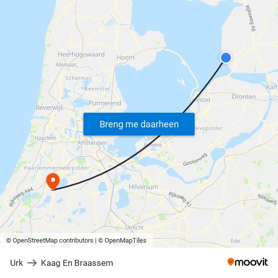 Urk to Kaag En Braassem map