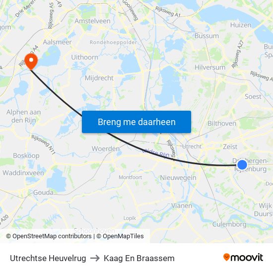Utrechtse Heuvelrug to Kaag En Braassem map