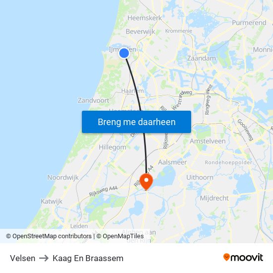 Velsen to Kaag En Braassem map