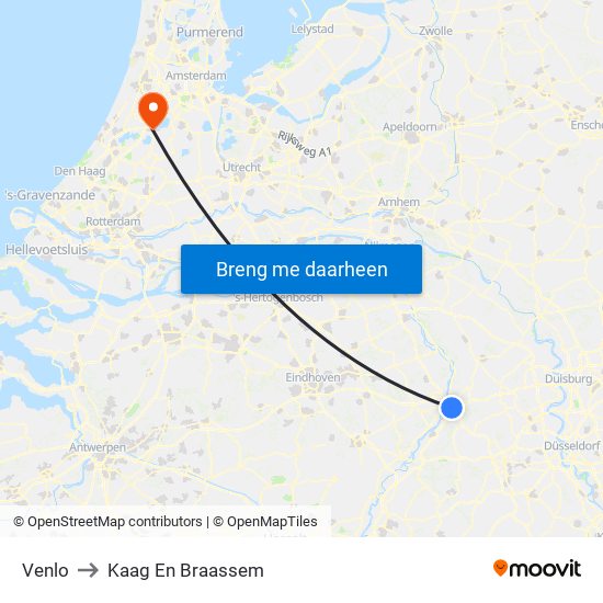 Venlo to Kaag En Braassem map