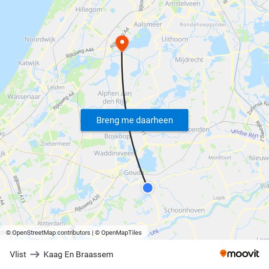 Vlist to Kaag En Braassem map