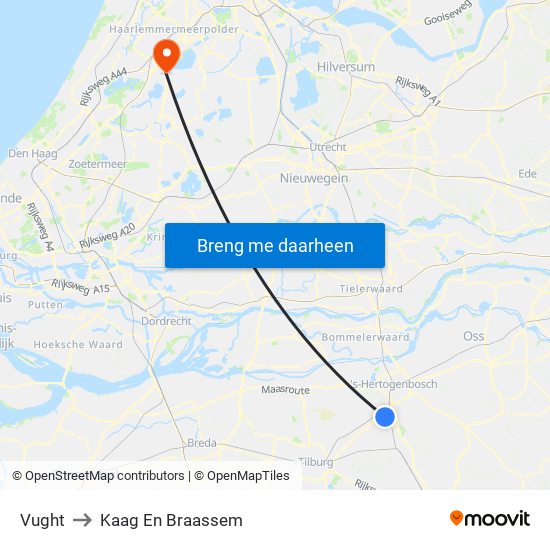 Vught to Kaag En Braassem map