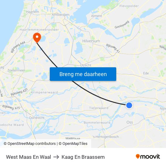 West Maas En Waal to Kaag En Braassem map