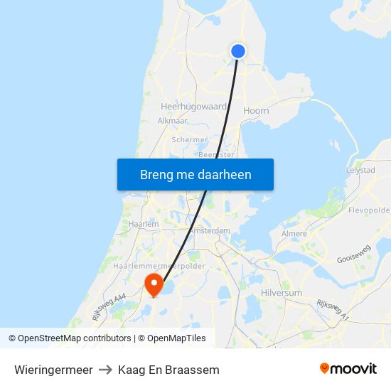 Wieringermeer to Kaag En Braassem map