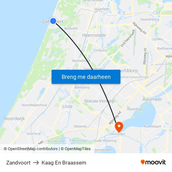 Zandvoort to Kaag En Braassem map