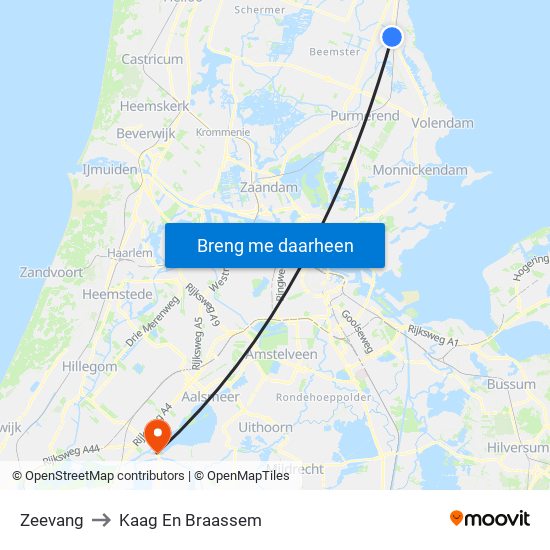 Zeevang to Kaag En Braassem map