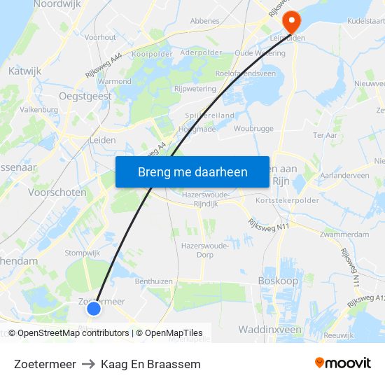 Zoetermeer to Kaag En Braassem map