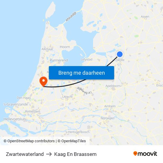 Zwartewaterland to Kaag En Braassem map