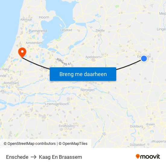 Enschede to Kaag En Braassem map