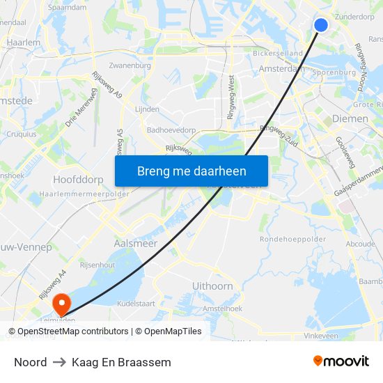 Noord to Kaag En Braassem map