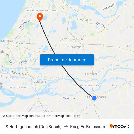 'S-Hertogenbosch (Den Bosch) to Kaag En Braassem map