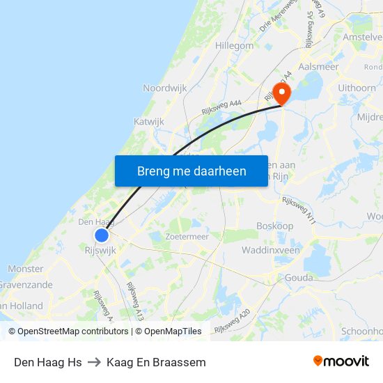 Den Haag Hs to Kaag En Braassem map