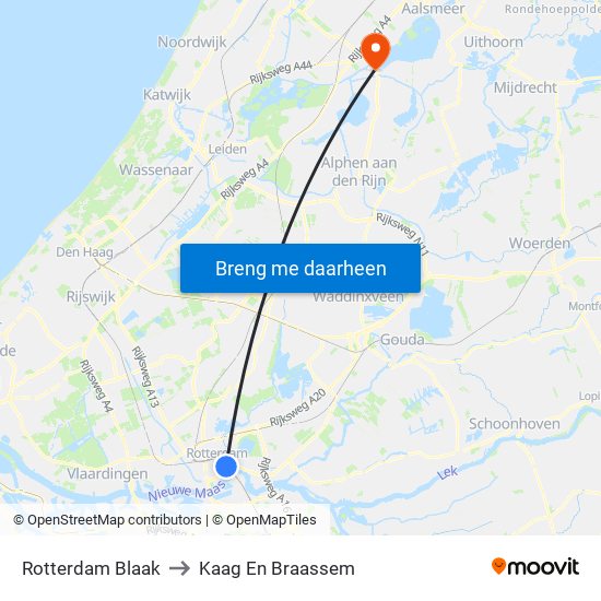 Rotterdam Blaak to Kaag En Braassem map