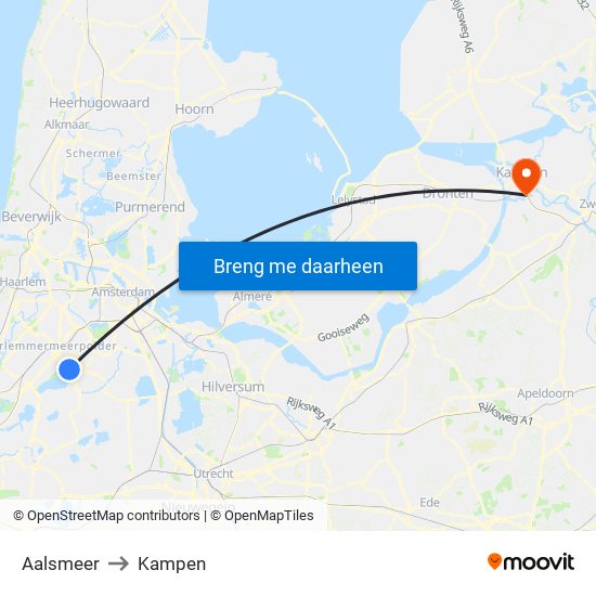 Aalsmeer to Kampen map