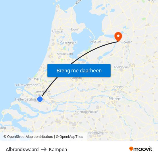 Albrandswaard to Kampen map
